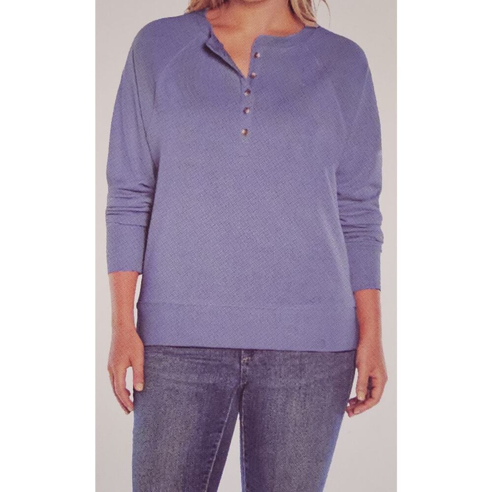 GAP Women's Long Sleeve Henley French Terry Sweatshirt